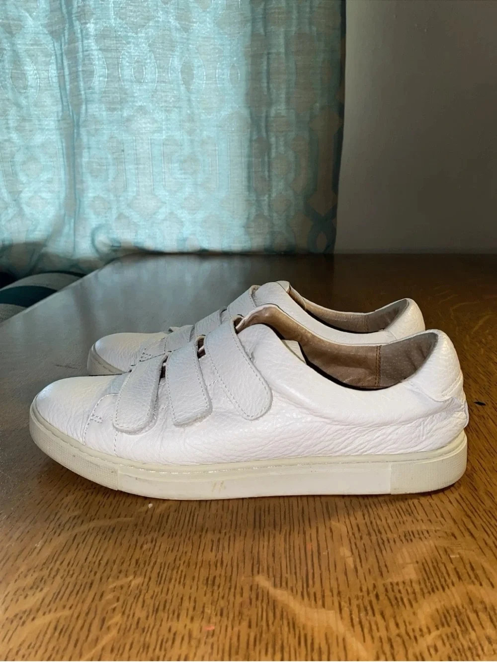 Frye White Leather Velcro Strap Sneakers